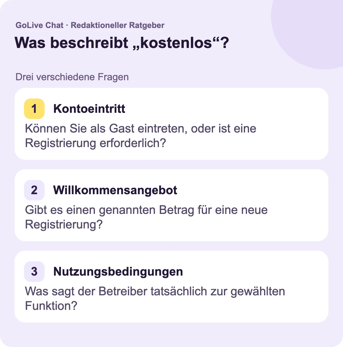 Kontoeintritt: Können Sie als Gast eintreten, oder ist eine Registrierung erforderlich? Willkommensangebot: Gibt es einen genannten Betrag für eine neue Registrierung? Nutzungsbedingungen: Was sagt der Betreiber tatsächlich über die gewählte Funktion?